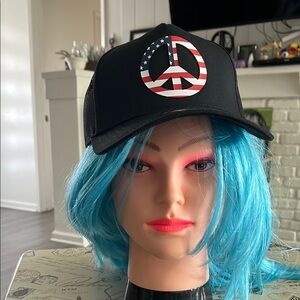 Black Peace Sign Trucker Hat